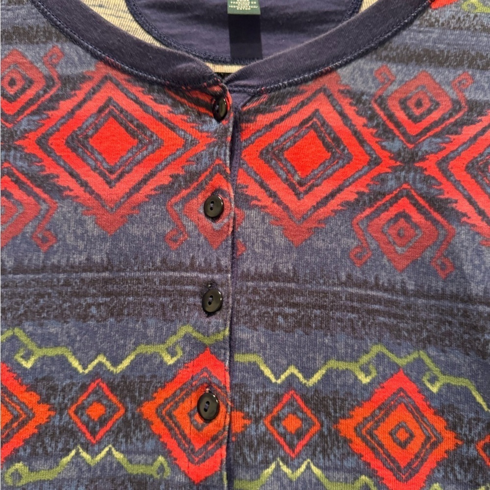 Lauren Ralph Lauren Red and Blue Patterned Long Sleeve Top - Picture 2 of 4